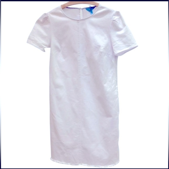 DRAPER JAMES Cotton Denim Classic Shift Dress Raw Hem Magnolia White Size 8 NWT - Picture 1 of 8